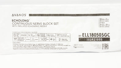 Avanos ELL18050SGC Echolong Continuous Nerve Block Set (x)